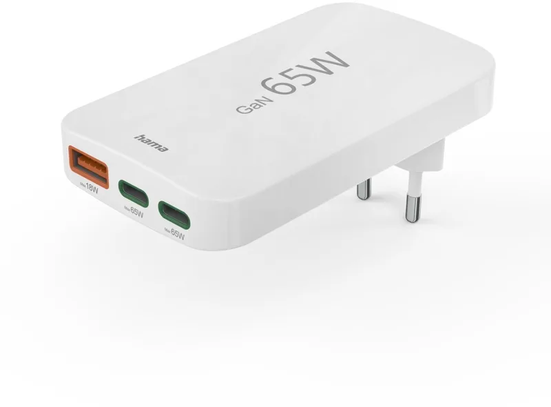 Hama 65W Snellader - 2x USB-C PD, 1x USB-A QC - Wit by Hama in Transparent – product photo