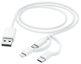 Laad/synchrokabel 3 in 1 met micro USB/USB type-C/lightning 1m Oplader Wit van Hama – productfoto 2 van 2