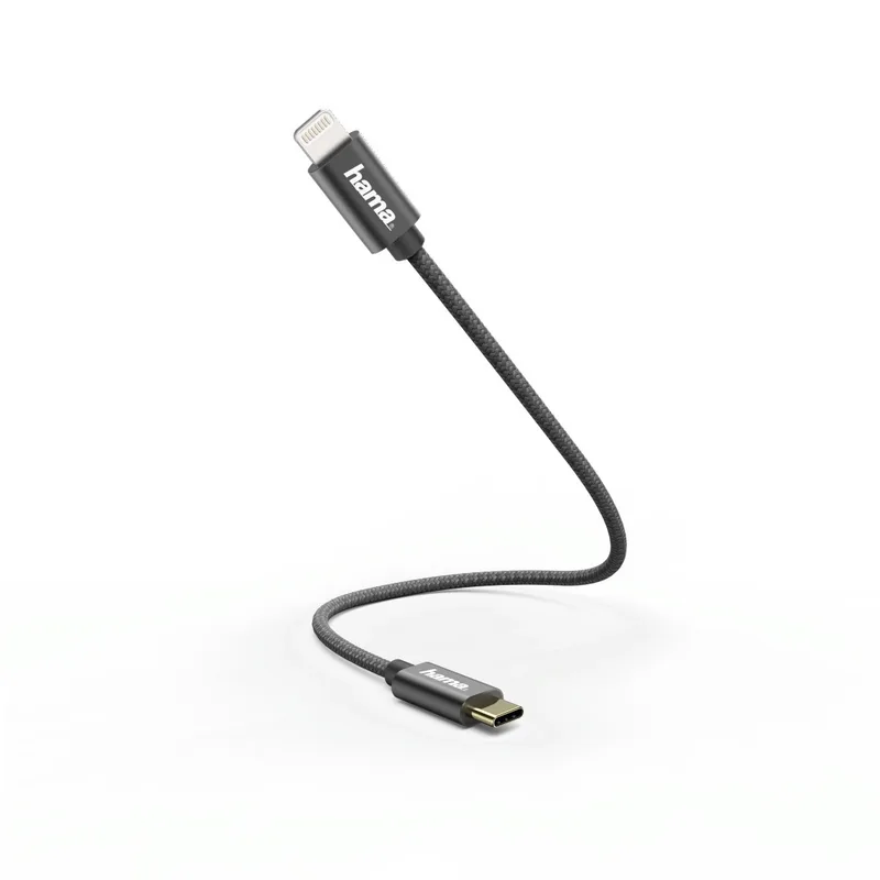 Laad/Synchrokabel,USB-C - Lightning, 0.2m Oplader Zwart de Hama – photo produit