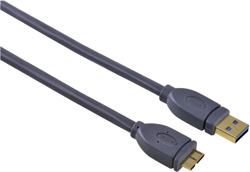 Micro USB 3.0 kabel 3m verguld by Hama in Grey – product photo