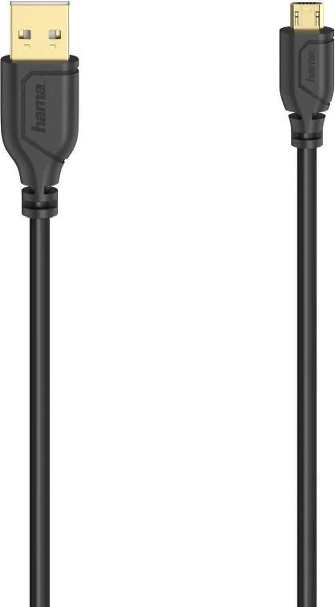 Micro-USB-kabel Flexi-Slim USB 2.0 480 Mbit/s 0,75 M by Hama in Black – product photo
