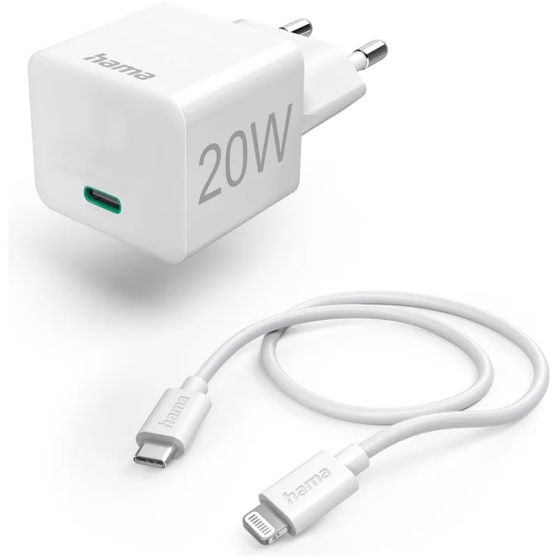 Oplaadset, Lightning, Power Delivery (PD), 20 W Oplader Wit van Hama – productfoto
