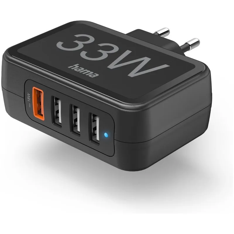 Oplaadstation, 33 watt, 4-voudig (1xQC3.0, 3xUSB-A) Oplader Zwart by Hama – product photo