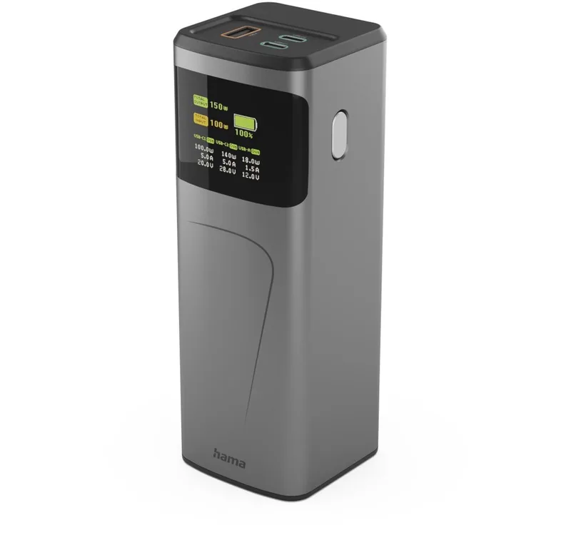 Powerbank - High power - 24000mAh - 150W - 2x USB-C, 1x USB-A - 150W - Antraciet från Hama i Grå – produktbild