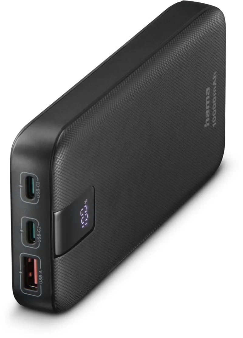 Powerbank - PD - 10000mAh - 20W - 2x USB-C, 1x USB-A - PowerDelivery fra Hama i Antracit – produktbillede