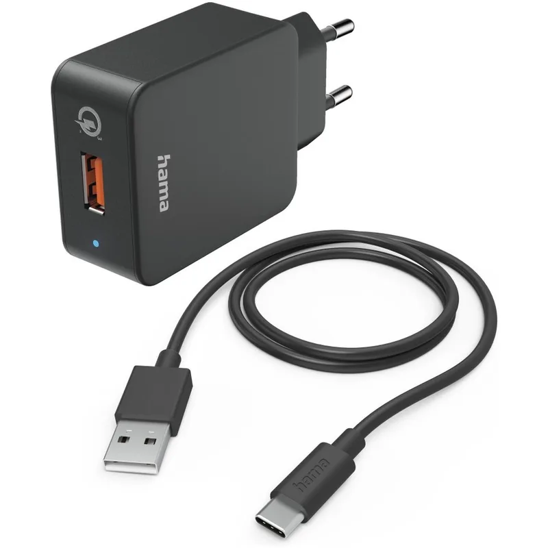Reislader set USB-C QC 3.0 19,5 Watt Oplader Zwart by Hama – product photo