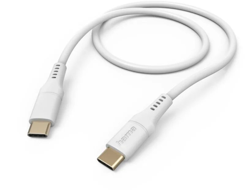 Silicone USB-C naar USB-C Kabel - Oplaadkabel geschikt voor Samsung / Android - 3A USB 2.0 - 480Mbps - 150cm van Hama in Wit – productfoto