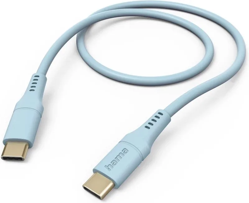 Silicone USB-C naar USB-C Kabel - Oplaadkabel geschikt voor Samsung / Android - 3A USB 2.0 - 480Mbps - 150cm von Hama in Blau – Produktfoto