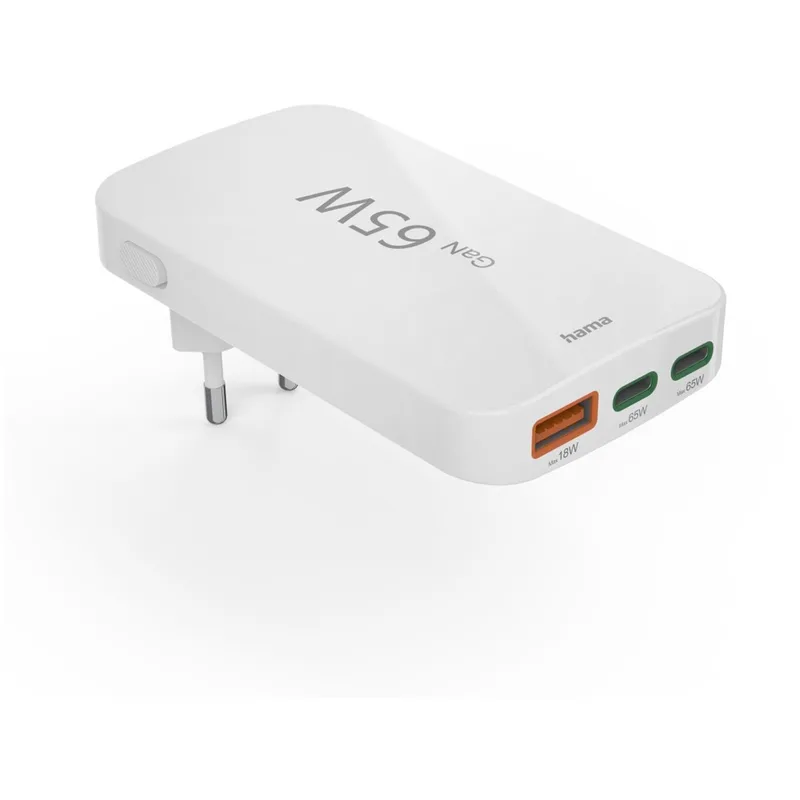 Snellader 2x USB-C 1x USB-A platte mini-oplader PD 65 W Oplader Wit de Hama – photo produit