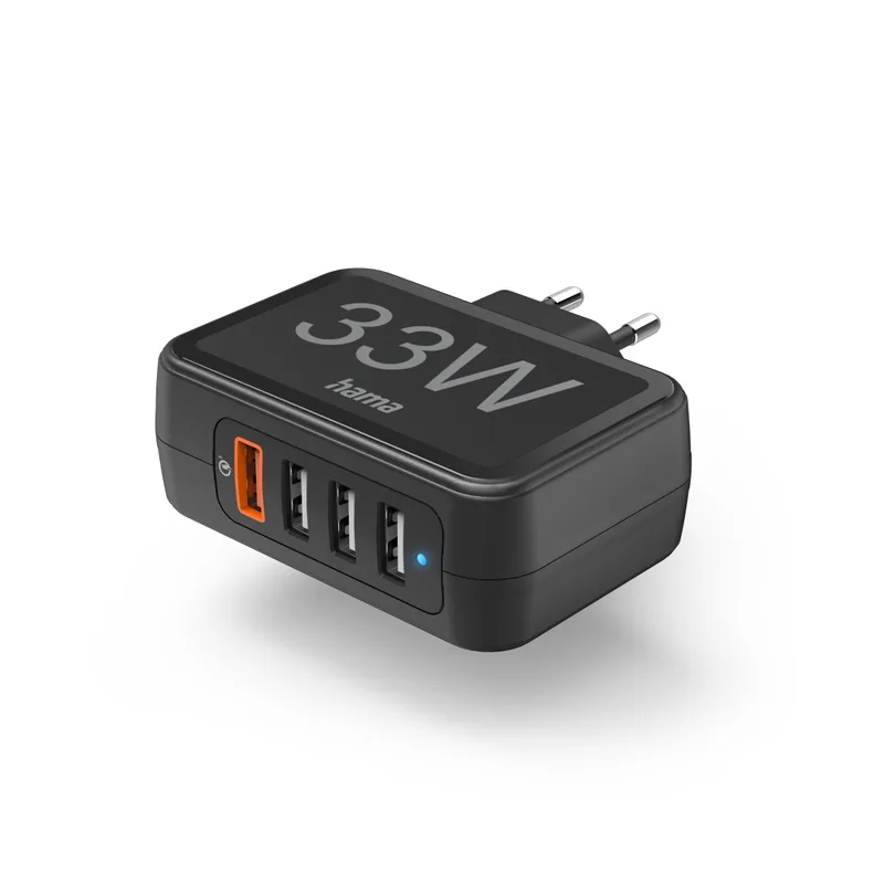 Snellader 4 poorts, 4x USB-A, 33 W Oplader Zwart de Hama – photo produit