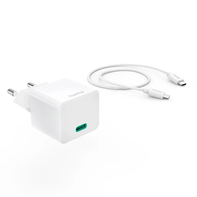 Snellader met oplaadkabel USB-C mini-oplader PD 20 W 1 m Oplader Wit by Hama – product photo 2 of 6