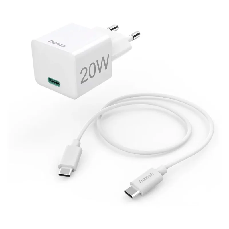 Snellader met oplaadkabel USB-C mini-oplader PD 20 W 1 m Oplader Wit by Hama – product photo 1 of 6