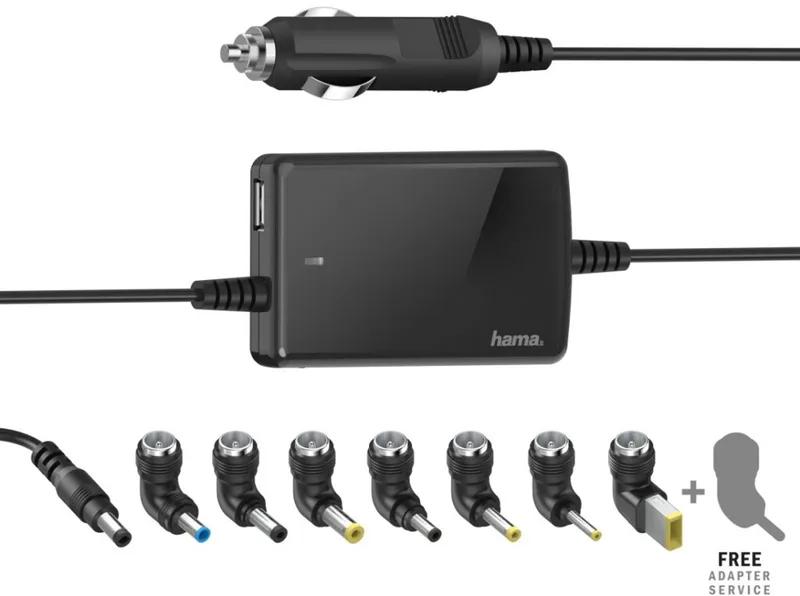 Universele auto-notebook-netadapter "Slim & Light", 15-19V/70W van Hama in Zwart – productfoto