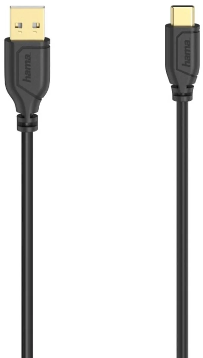 USB-C-kabel Flexi-Slim USB 2.0 480 Mbit/s 0,75 M från Hama i Svart – produktbild