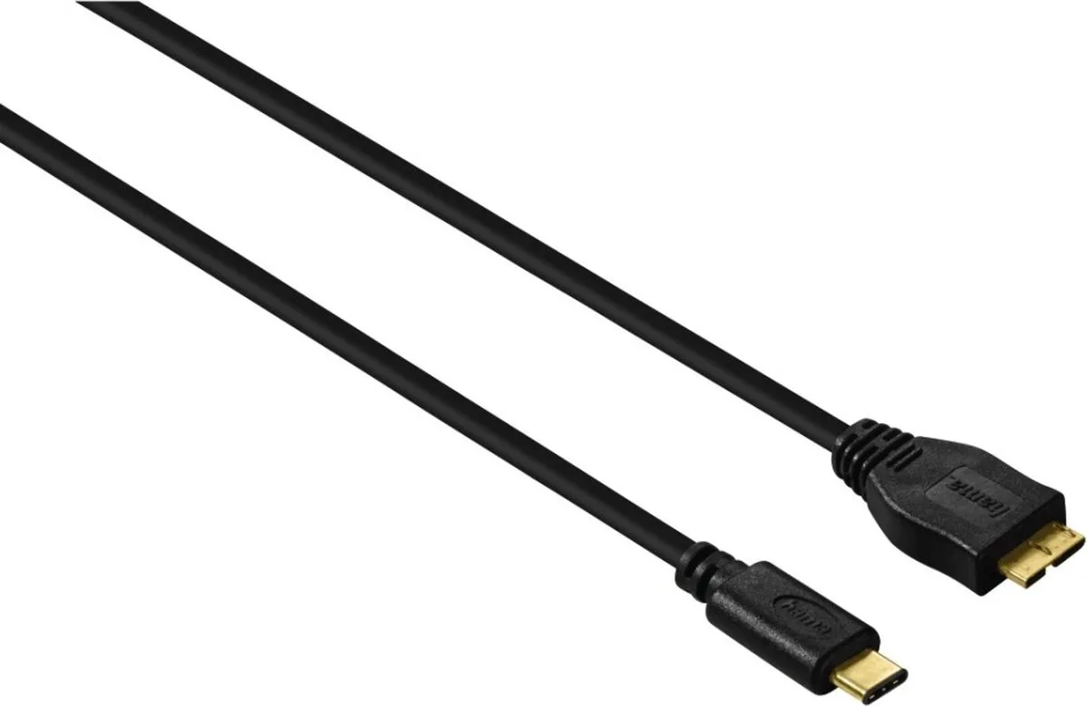 USB-C-kabel, USB 3.1 Gen 1, USB-C-stekker micro-USB-st., 5 Gbit/s, 0,75 m van Hama in Zwart – productfoto