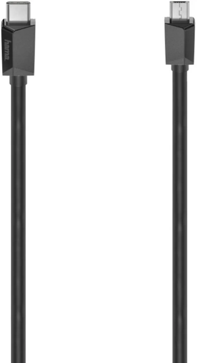 USB-C-kabel USB-C-stekker - Micro-USB-stekker USB 2.0 480 Mbit/s 0,75 M fra Hama i Sort – produktbillede