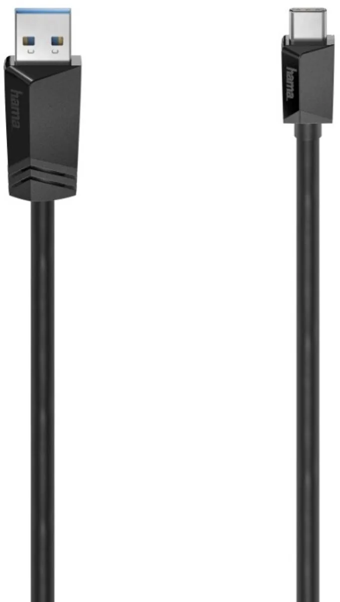 USB-C-kabel USB-C-stekker - USB-A-stekker USB 3.2 Gen1 5 Gbit/s 1,50 M fra Hama i Sort – produktbillede