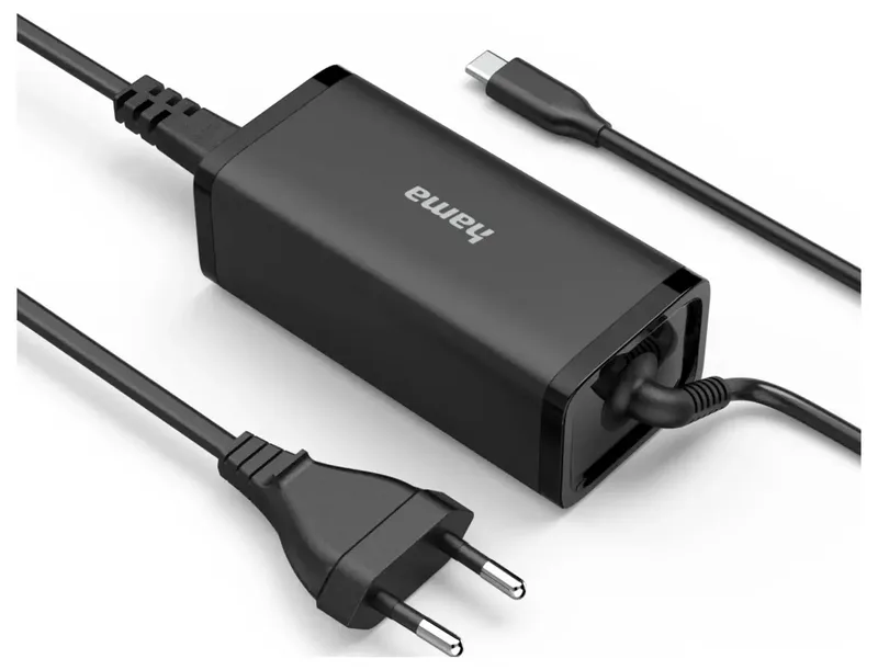 USB-C-notebook-netadapter GaN Power Delivery (PD) 5-20V/100W Oplader Zwart van Hama – productfoto 2 van 2
