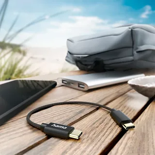 USB-Kabel, USB-C naar USB-C, 0,2 m Oplader Zwart by Hama – product photo 2 of 2