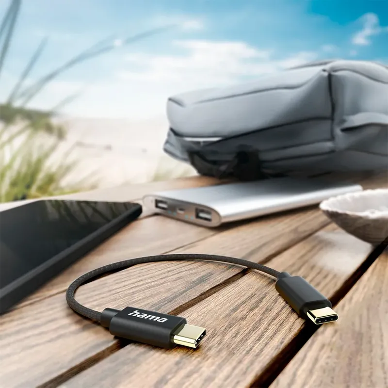 USB-Kabel, USB-C naar USB-C, 0,2 m Oplader Zwart by Hama – product photo 2 of 2