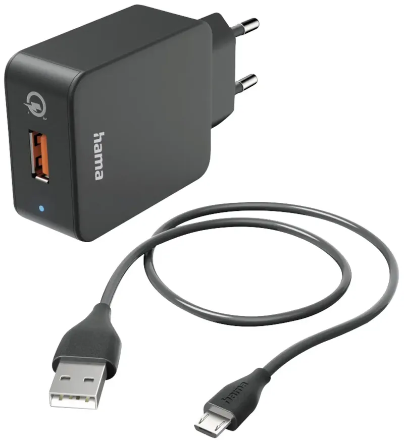 USB-oplader 19.50 W 1x USB-A, 1x Micro-USB Binnen från Hama i Svart – produktbild