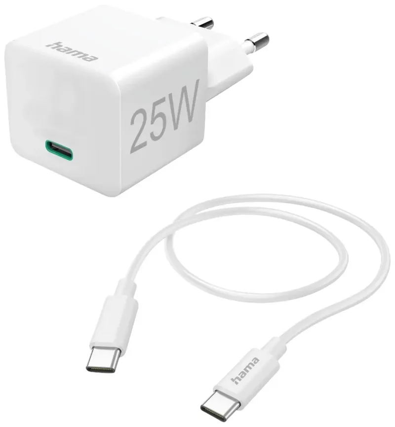 USB-oplader 25.00 W 1x USB-C Binnen van Hama in Wit – productfoto