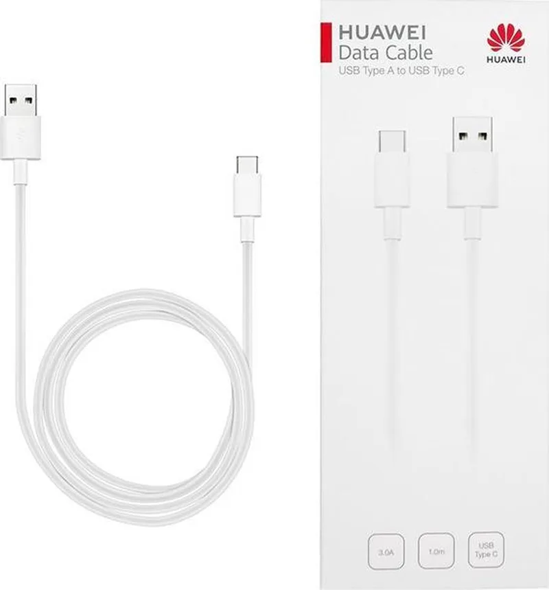 Data Kabel Laad Snoer USB A Naar Type USB-C - 2.0 A - 1 Meter Data - Oplaad Kabel - ( LET OP TYPE USB-C ) de Huawei en Blanc – photo produit
