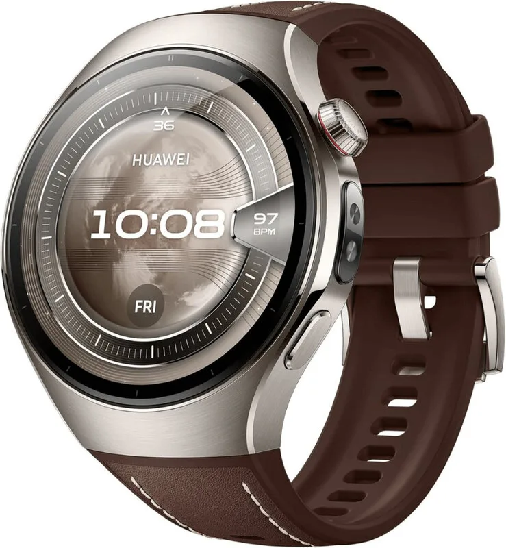 WATCH 5 46 mm Donkerbruin / Composietband / Titanium van ruimtevaartkwaliteit / X-TAP / eSIM-bellen / GPS / ECG / Bluetooth 5.2 / Smartwatch / Compatibel met iOS en Android från Huawei – produktbild