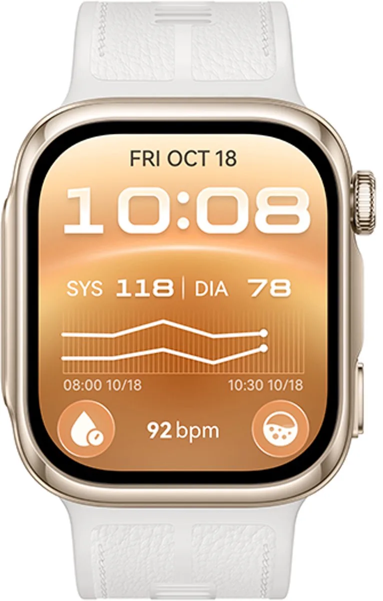Watch D3 - Smartwatch - Smartwatch met gecertificeerde bloeddrukmeter | ECG | Compatibel met iOS en Android by Huawei in White – product photo