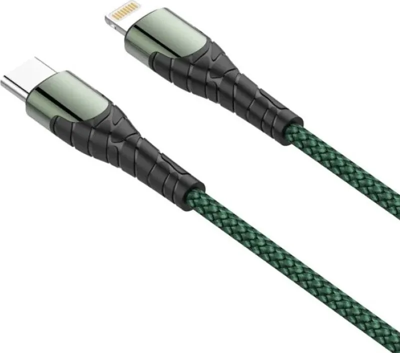 LC111 30w PD - Geschikt voor: USB-C naar Lightning - Snel lader - Oplaadkabel - 1 meter Kabel - Geschikt voor : Apple iPhone - X / Xs / Xs Max / 11 / 12 / 13 / 14 Pro / Pro Max / Plus / Mini - Sterke Nylon fra LDNIO i Grøn – produktbillede