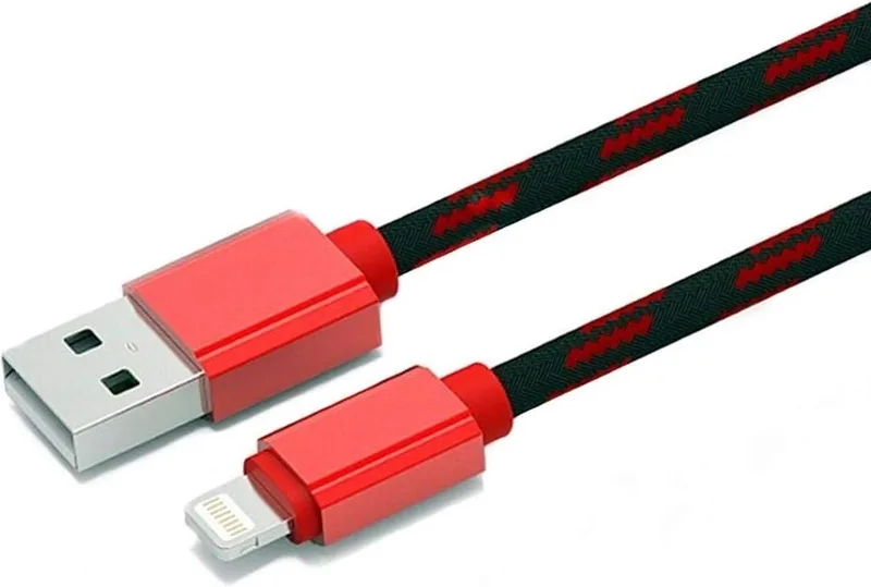 LS23 - geschikt voor: Lightning naar USB oplaad- en datakabel - 2.4A - Rood/Zwart Geschikt voor : Apple iPhone - X / Xs / Xs Max / 11 / 12 Pro / 12 Pro Max / 13 / 13 Pro / 13 Pro Max / 14 / 14 Pro / 14 Pro Max by LDNIO in Black – product photo