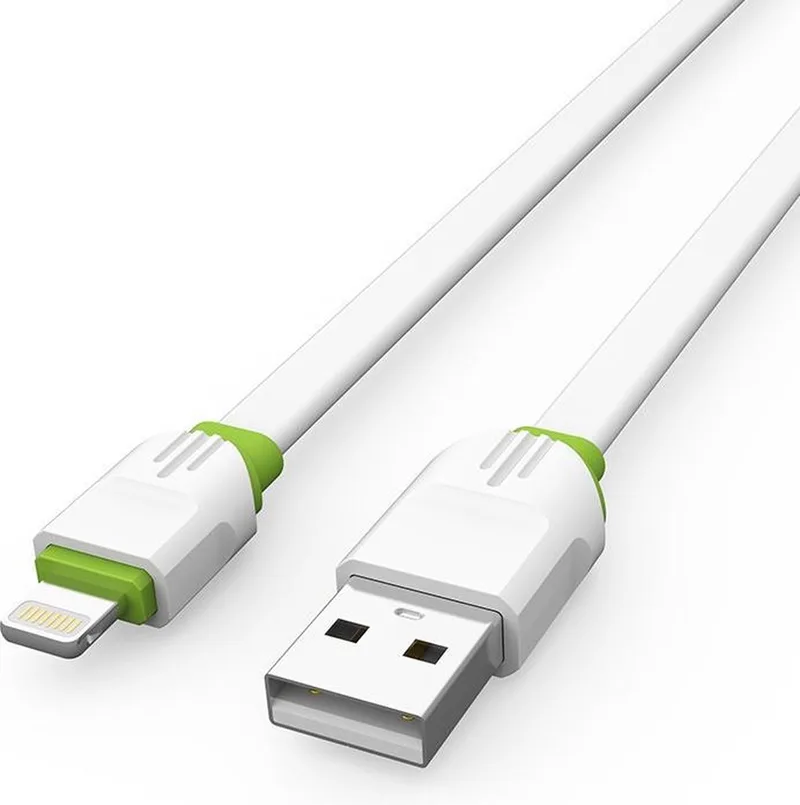 LS34 - 1 Meter - Snellader - OplaadKabel - geschikt voor: Lightning Kabel - Geschikt Voor : Apple iPhone 12 / 12 PRO / 12 PRO MAX / 11/ 11 PRO (MAX) / XS / XR/ X / iPhone 8 / 8 Plus/ iPhone SE 2020 / 6 / 5 / 5S / SE - LS34 - Oplaadkabel by LDNIO in White – product photo