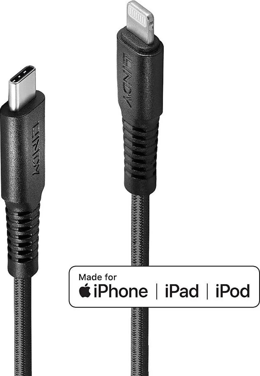 LINDY 31286 USB-kabel USB 2.0 Apple Lightning stekker, USB-C stekker 1.00 m de Lindy en Noir – photo produit