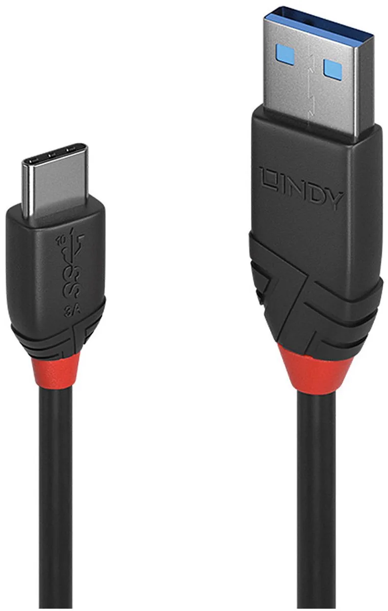 LINDY 36914 USB-kabel USB 3.2 Gen1 USB-C stekker, USB-A stekker 0.15 m von Lindy in Schwarz – Produktfoto
