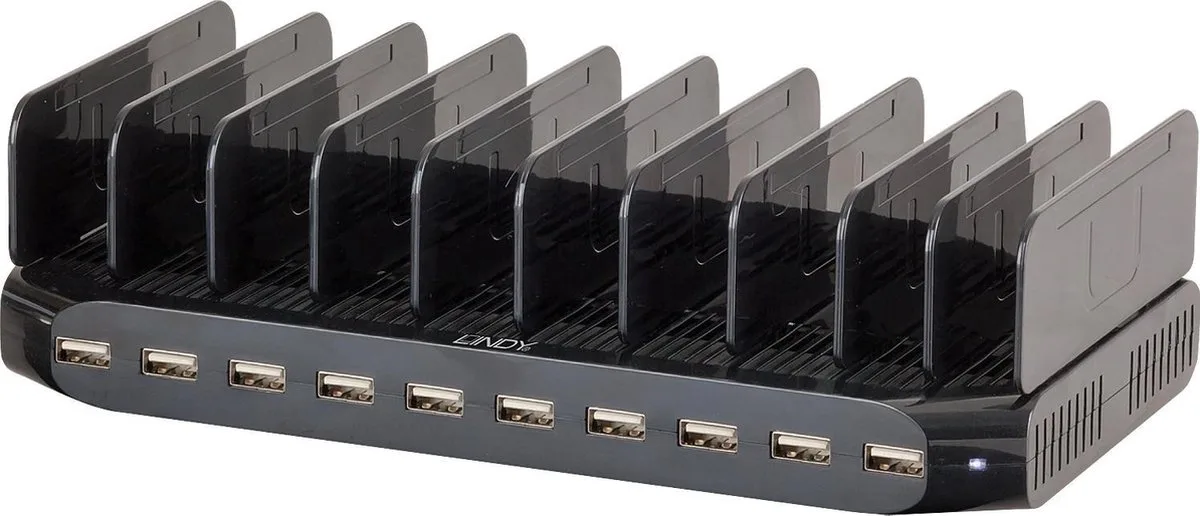 Reislader 10x USB-A Met adapter voor Australië, Met adapter voor Europa, Met adapter voor Verenigd Koninkri från Lindy i Svart – produktbild