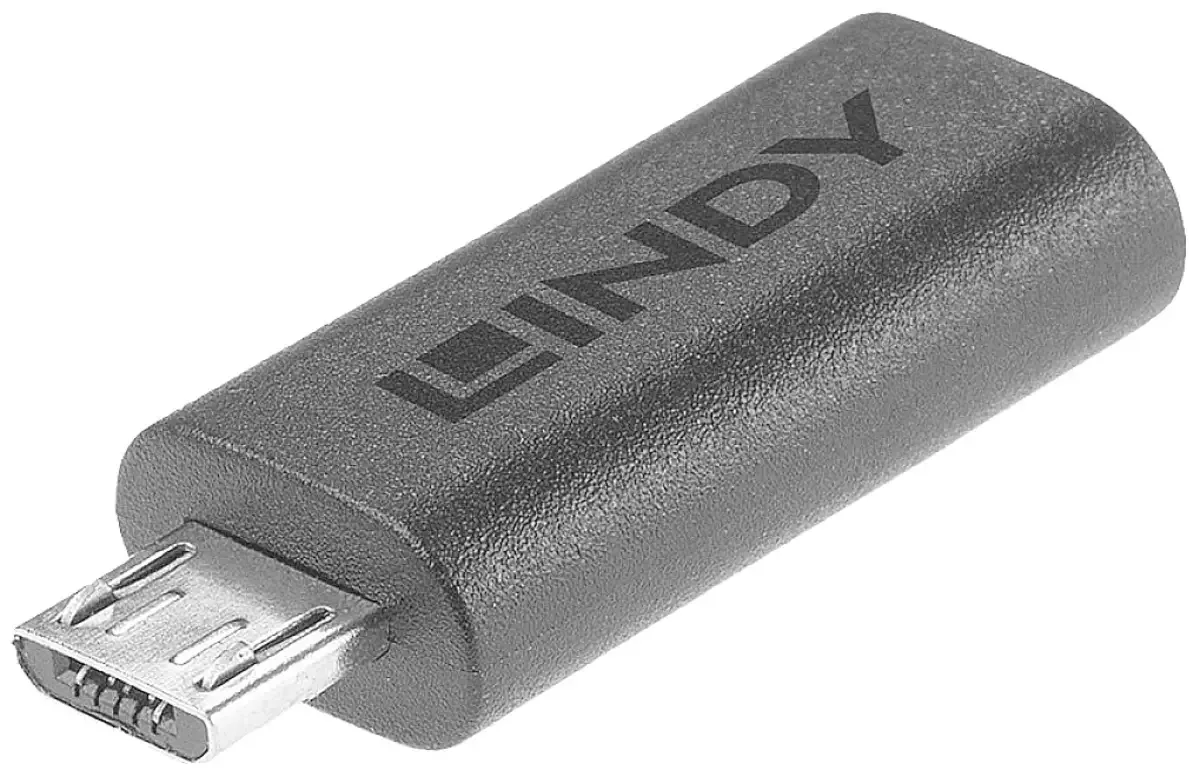 USB 2.0 Adapter [1x USB-C® bøsning - 1x USB 2.0 stik Mikro-B] Lindy - USB-Adapter - 24 pin USB-C (W) zu Micro-USB Type B (M) forgyldte stik fra Lindy i Sort – produktbillede