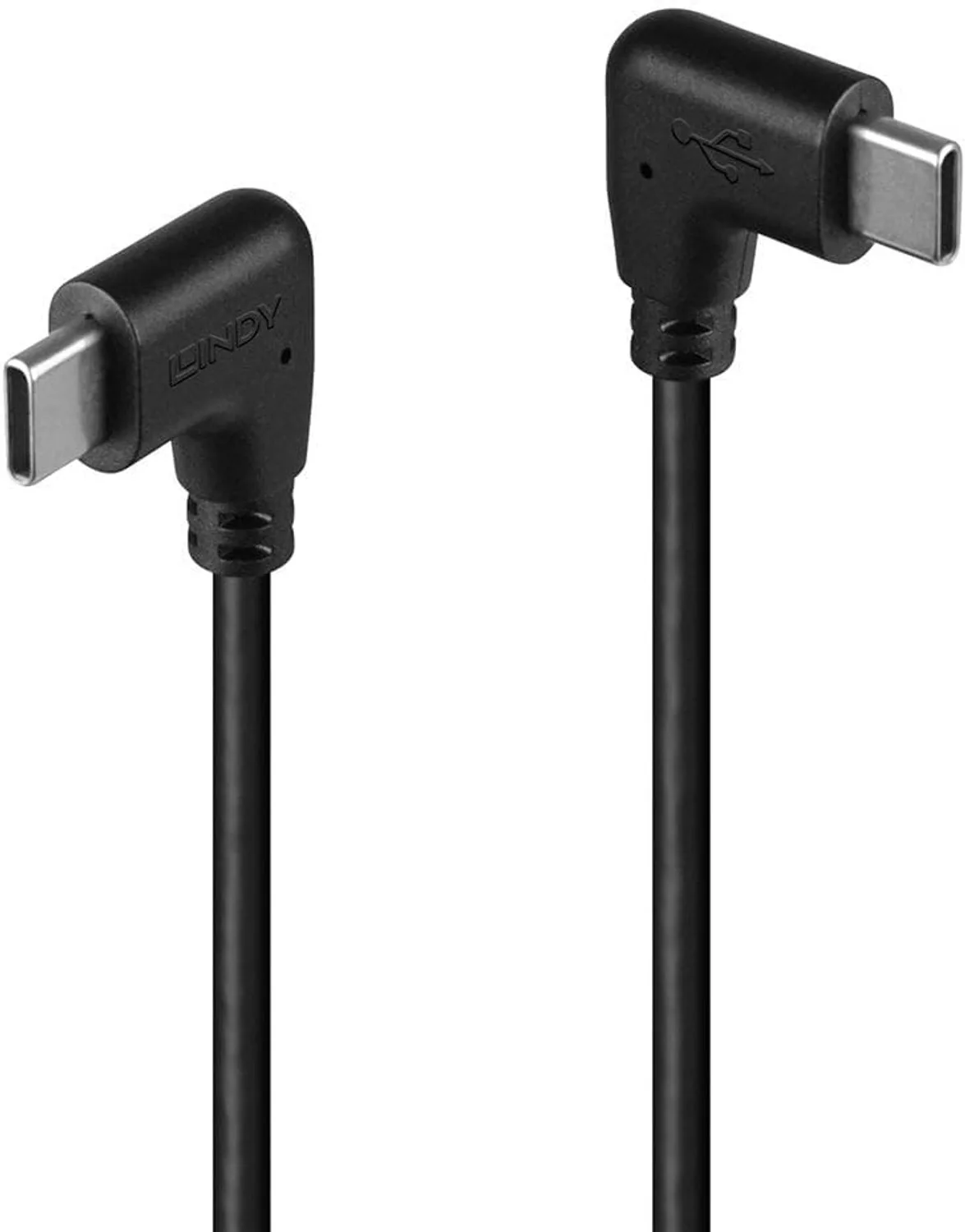 USB 2.0 Type C Kabel 0.5m, 2x 90° Hoek de Lindy en Noir – photo produit