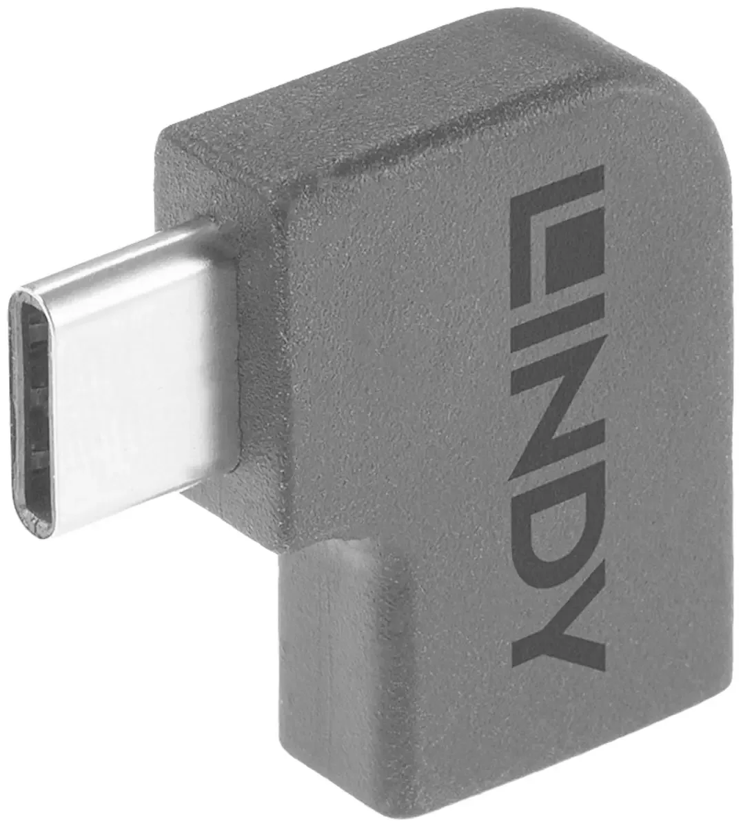 USB 3.2 Adapter [1x USB-C® stik - 1x USB-C® bøsning] Lindy - USB-Adapter - 24 pin USB-C (W) zu 24 pin USB-C (M) Vinklet 90 ° til højre fra Lindy i Sort – produktbillede