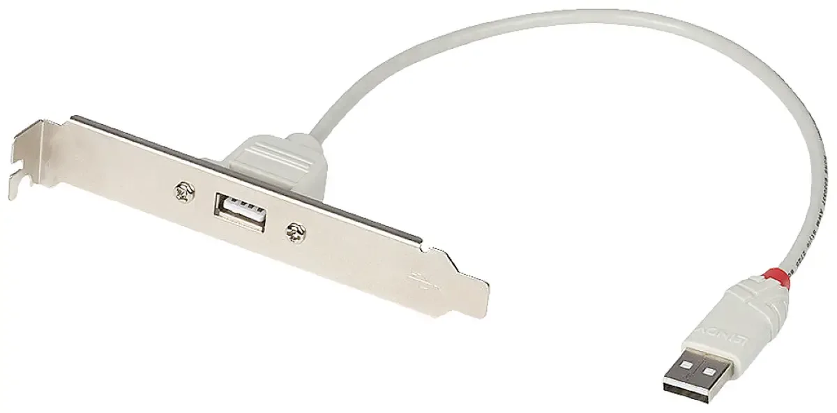USB Adapter [1x USB 1.1 stik A - 1x USB 1.1 tilslutning A] USB PC Back Plate 0.3 m fra Lindy i Hvid – produktbillede