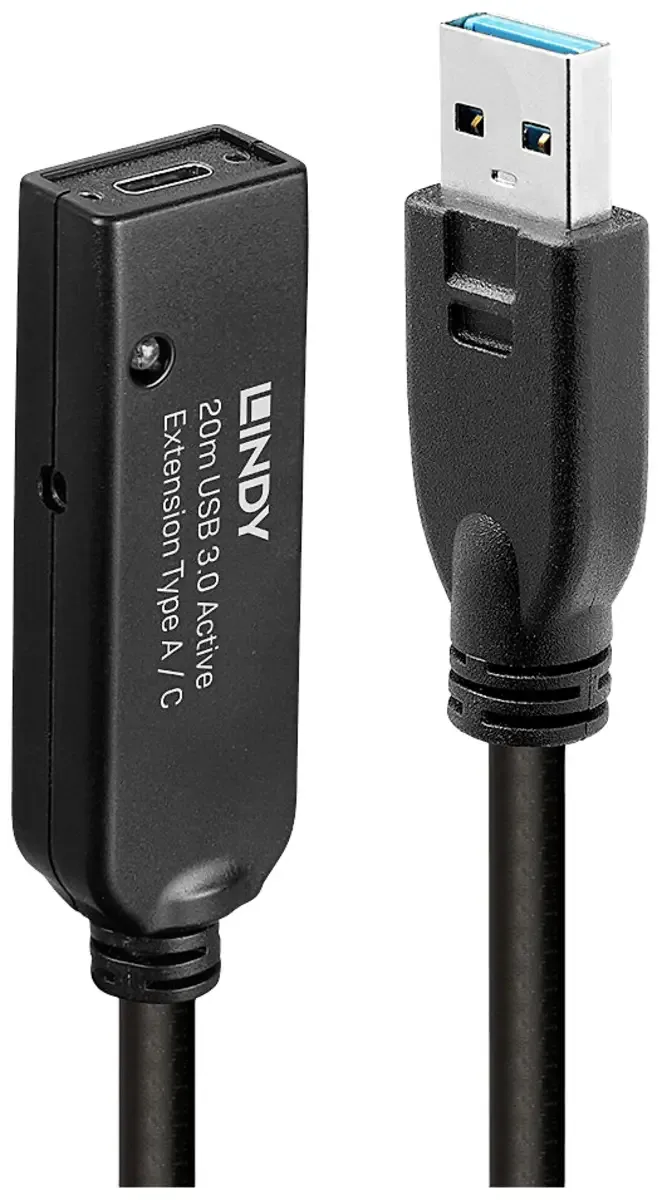 USB-Kabel USB 3.2 Gen1 USB-A Stecker, USB-C® Buchse 20.00 m Schwarz 43375 von Lindy – Produktfoto