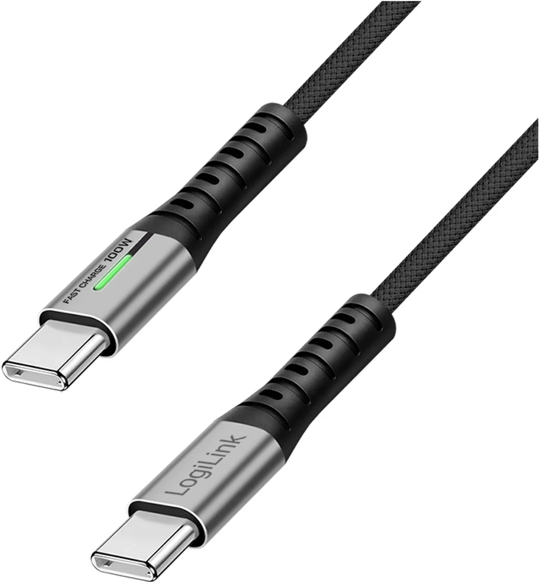 CU0432 USB-C-kabel USB 3.2 Gen2x2 USB-C stekker 1.00 m Met LED, 4K UHD, Stekker past op beide manieren fra LogiLink i Sort – produktbillede