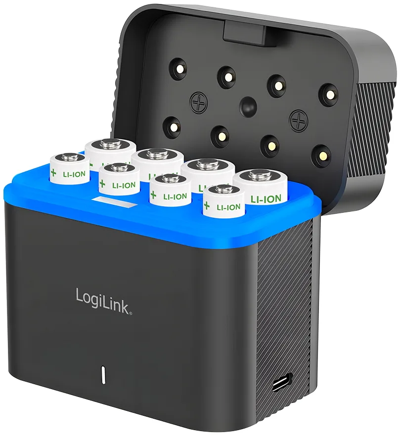 Ladegerät, mit 4x AA & 4x AAA Lithium-Ionen Akkus fra LogiLink – produktbillede