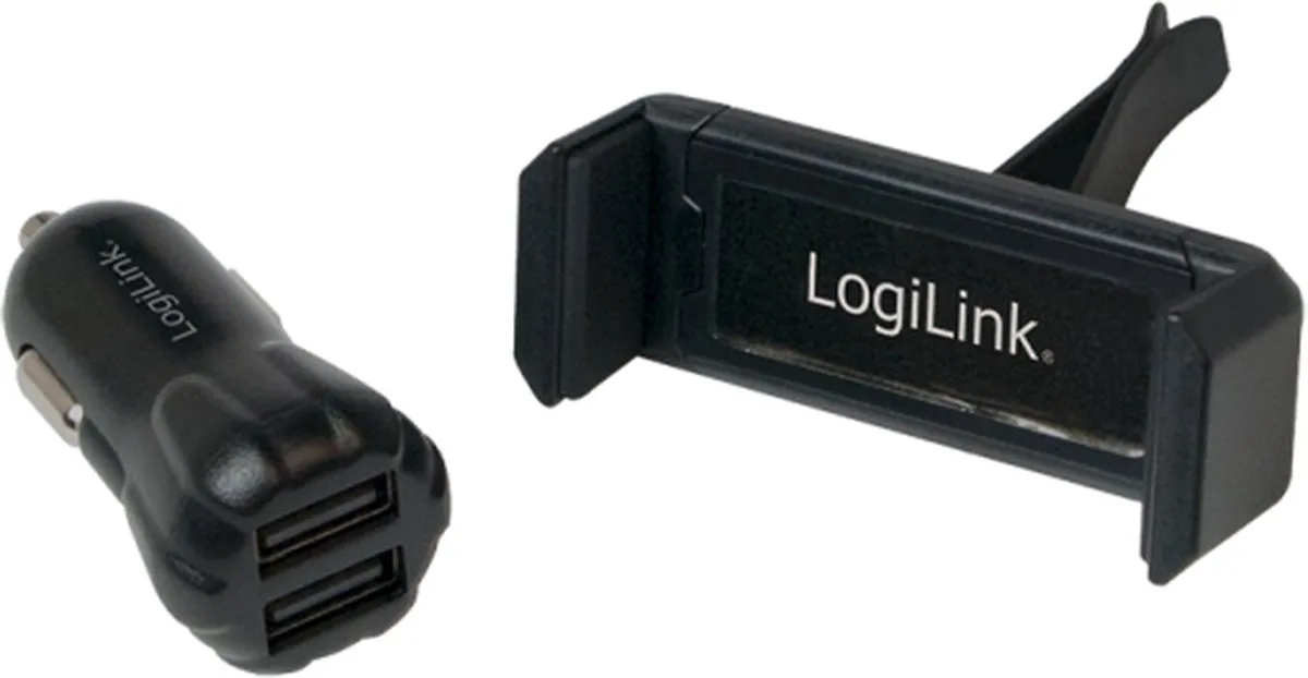 PA0133 USB-oplader Auto, Vrachtwagen Uitgangsstroom (max.) 2000 mA 2 x USB fra LogiLink i Sort – produktbillede