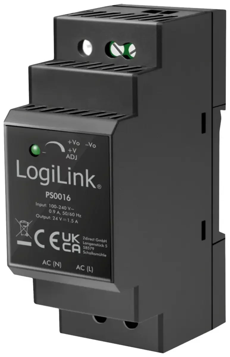 PS0016 Hutschienen-Netzteil (DIN-Rail) 24 V 1.5 A 36 W Inhalt 1 St. från LogiLink – produktbild