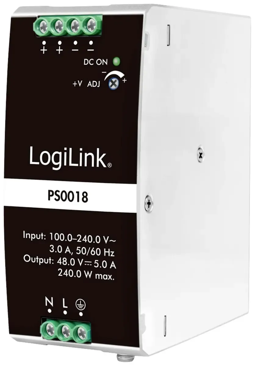 PS0018 Hutschienen-Netzteil (DIN-Rail) 48 V 5 A 240 W Inhalt 1 St. fra LogiLink – produktbillede