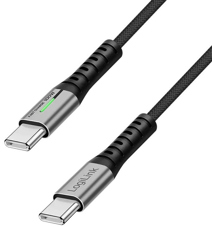 USB 2.0 Kabel mit LED, USB-C - USB-C Stecker, 0,3 m fra LogiLink – produktbillede