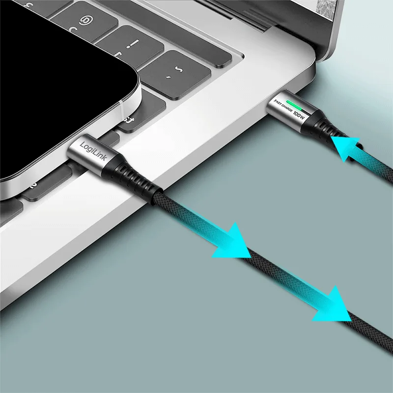 USB 2.0 Kabel mit LED, USB-C - USB-C Stecker, 1,0 m fra LogiLink – produktbillede