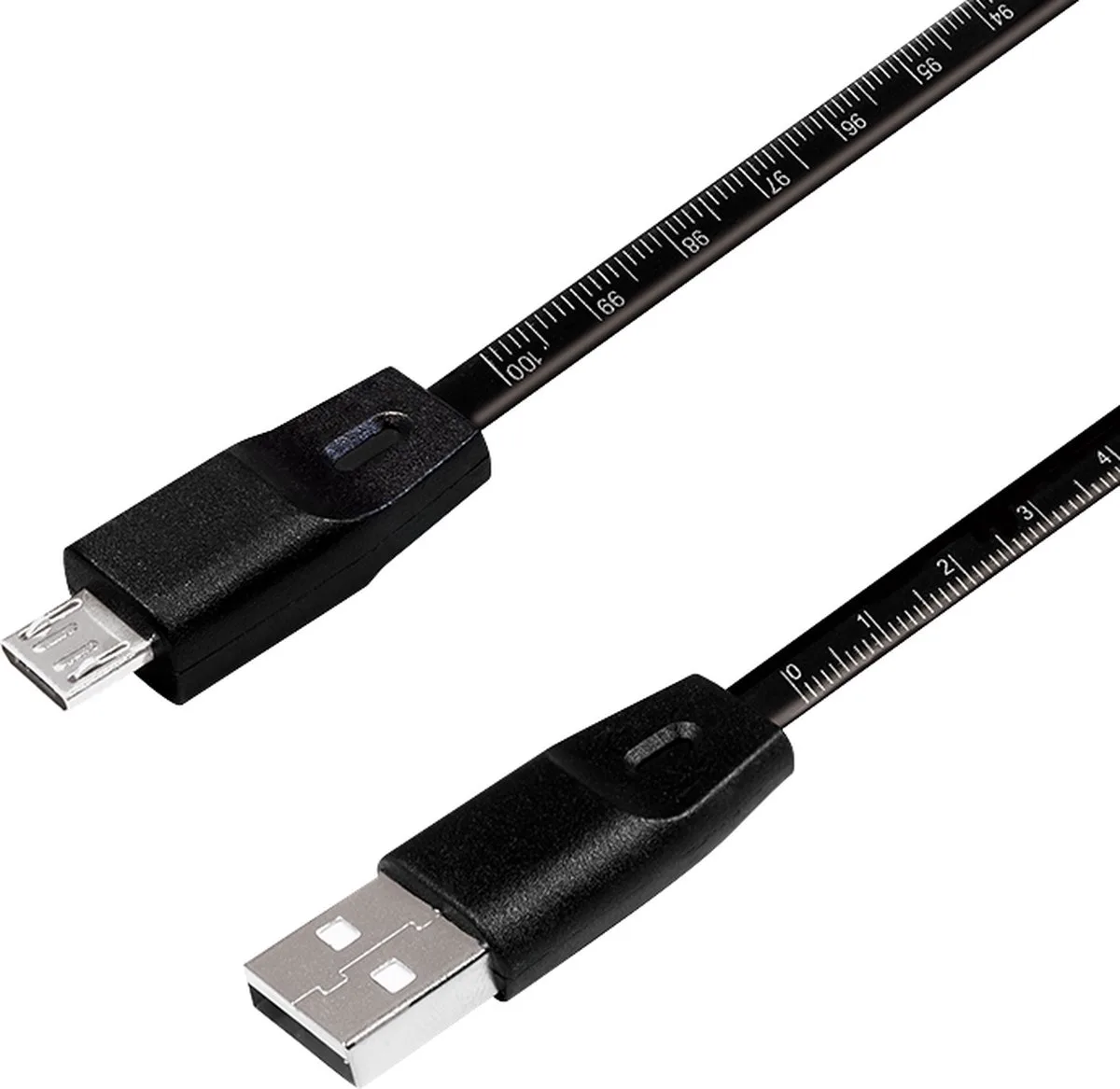 Usb 2.0 Kabel Mit Lineal Usb Zu Micro-Usb-Stecker Cu0158 från LogiLink i Svart – produktbild