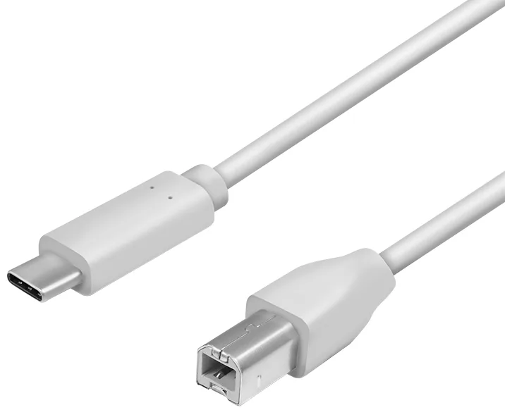 USB 2.0 kabel, USB-C naar USB-B-stekker, 1,0 m, grijs van LogiLink – productfoto