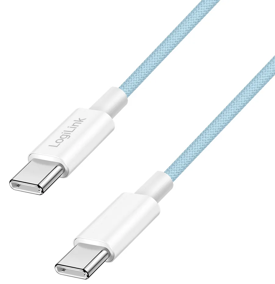 USB 2.0 Kabel, USB-C - USB-C Stecker, 1,0 m, blau fra LogiLink – produktbillede